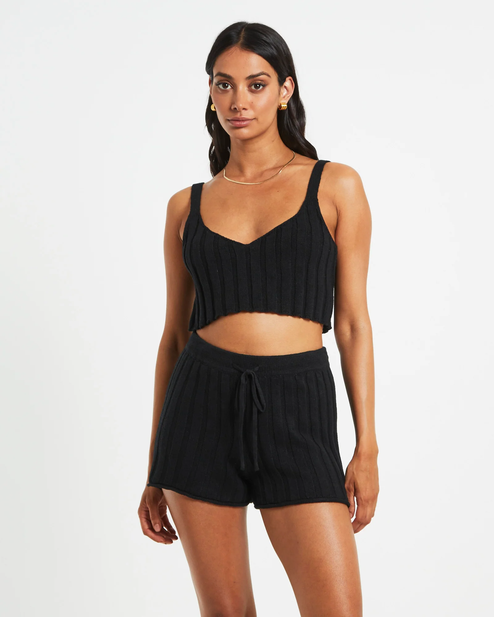 Knit Tank Top in Black - Image 6