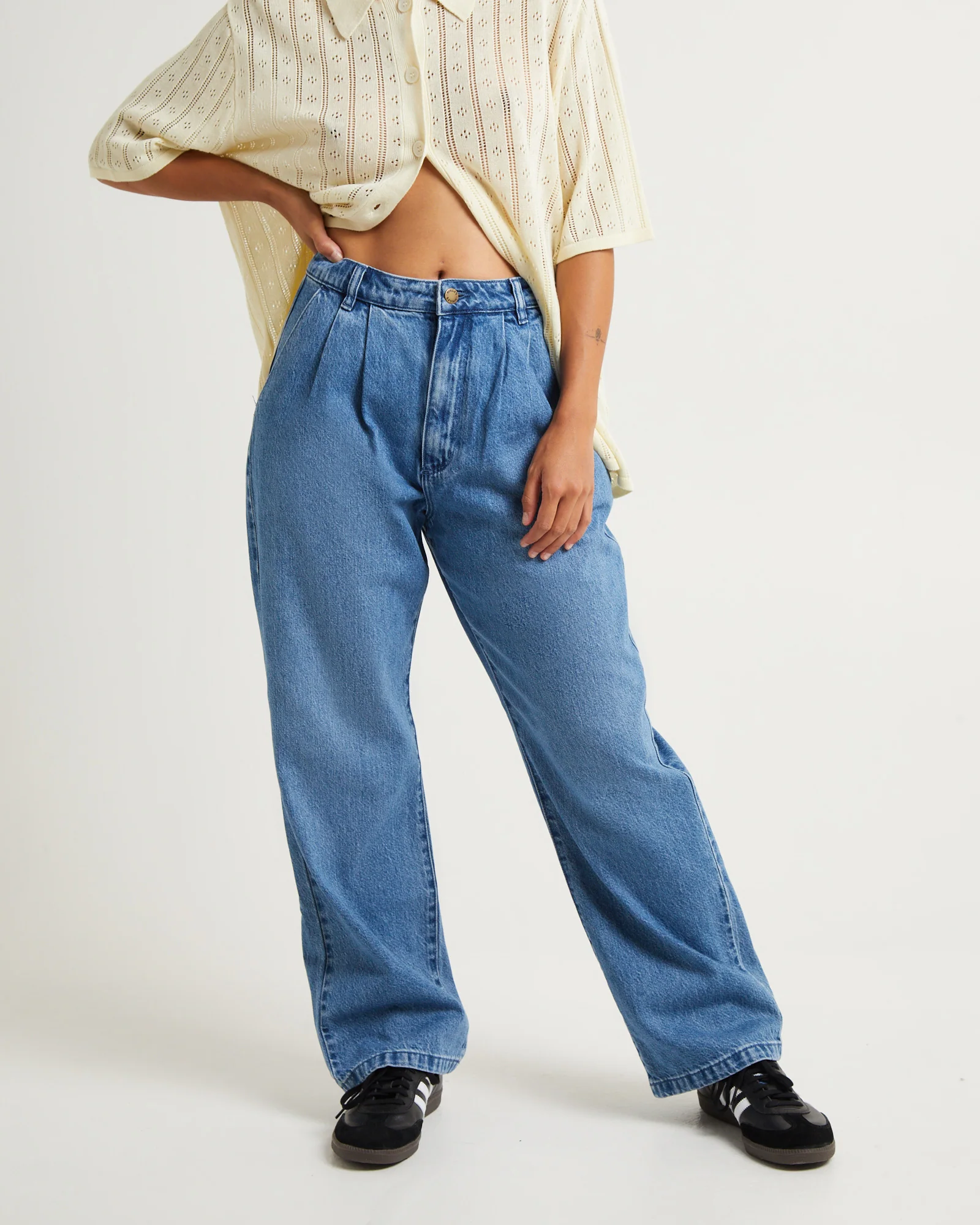 Chloe Pleat Denim Jeans Azure