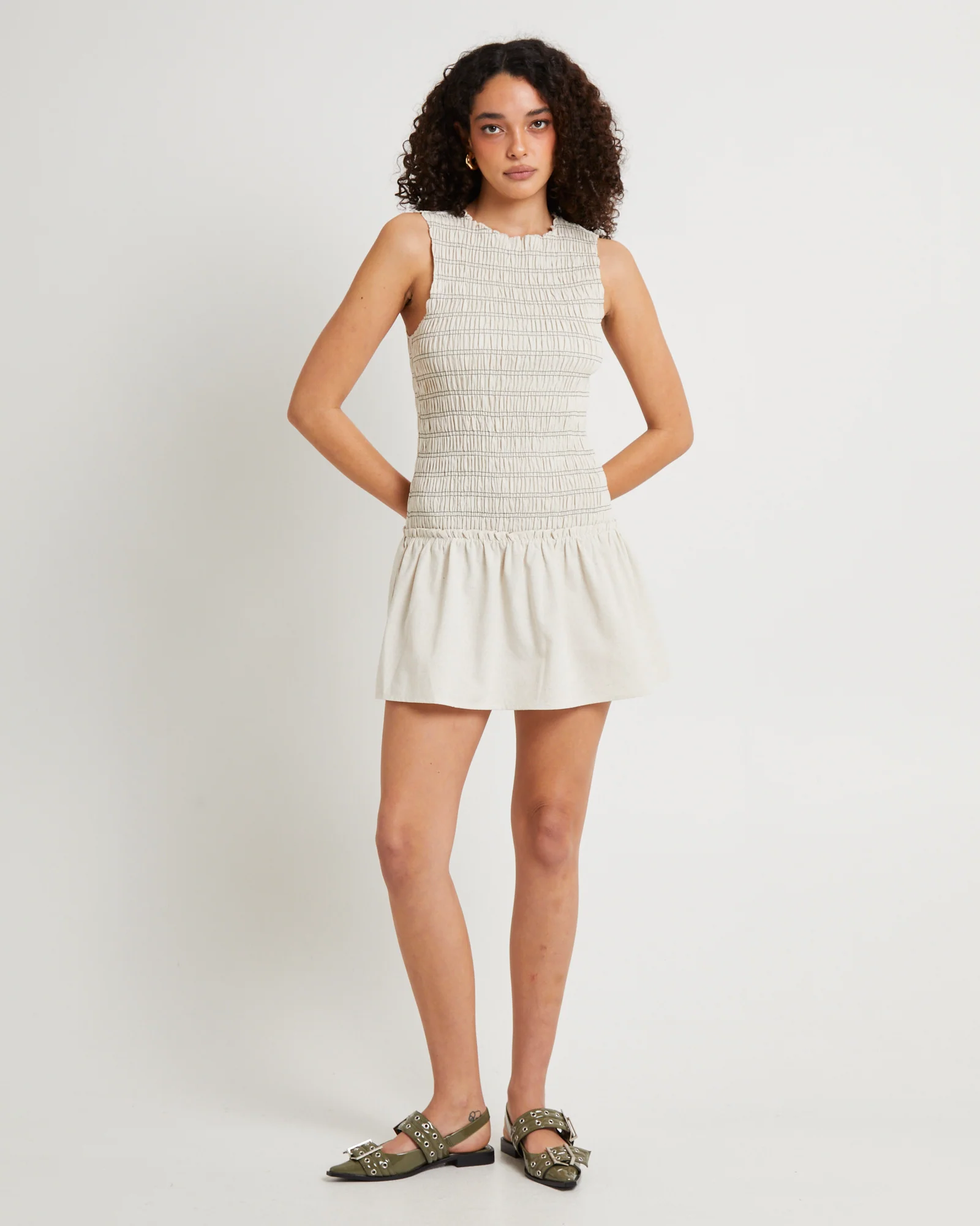 Delmore Shirred Mini Dress - Image 3