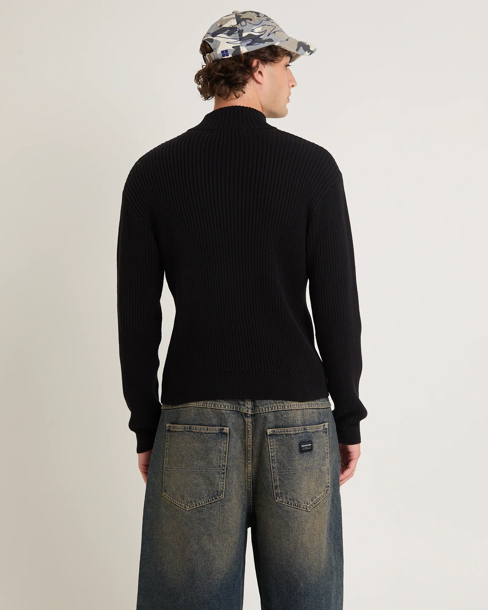 Funnel Neck Zip Through Knit Jumper - Image 2