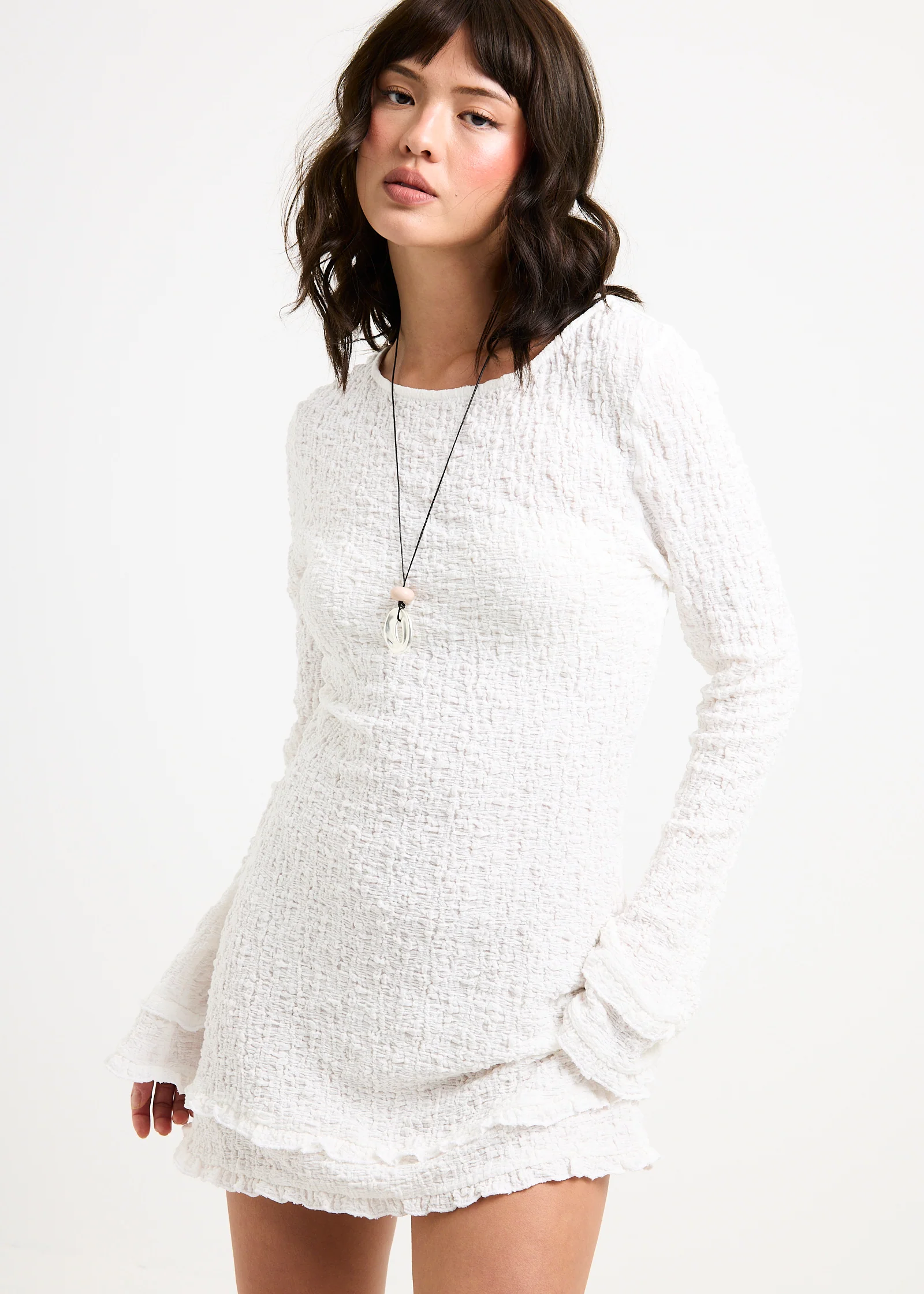Kerala Frilled Knit Long Safe Mini Dress - Image 2
