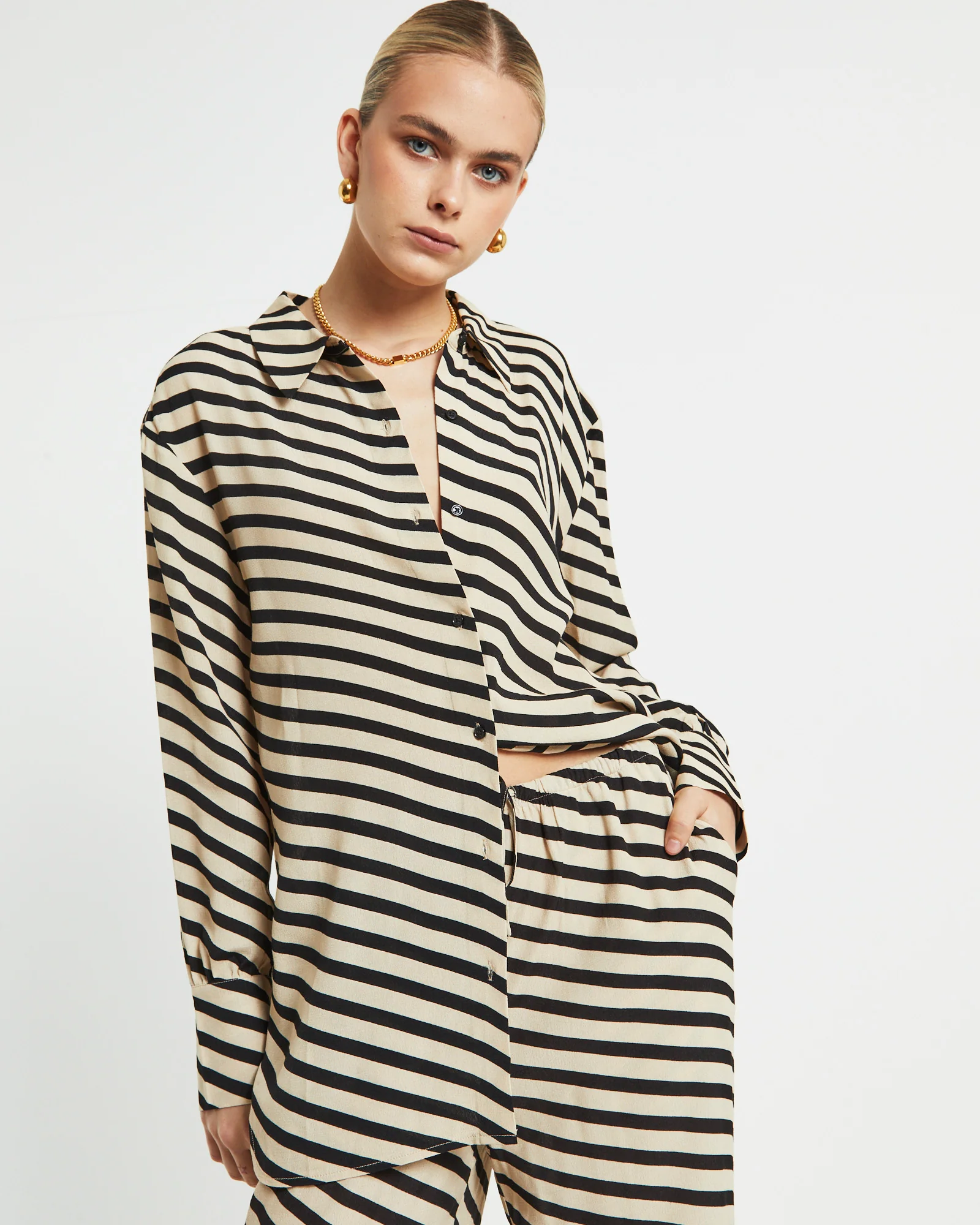 Morgan Printed Crepe Long Sleeve Shirt in Assorted - Image 5