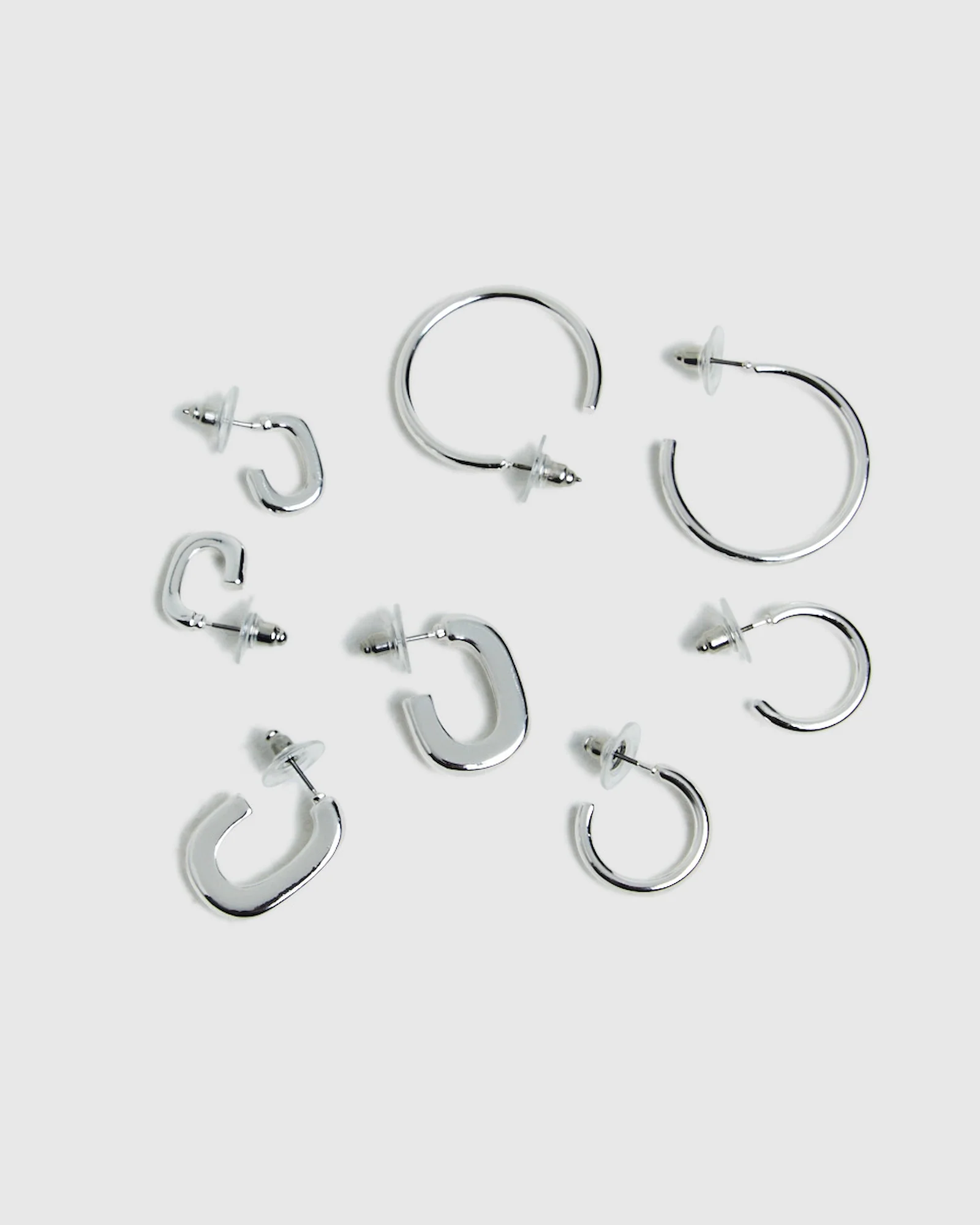 Silver Hoop Earring Pack Silver - Image 3